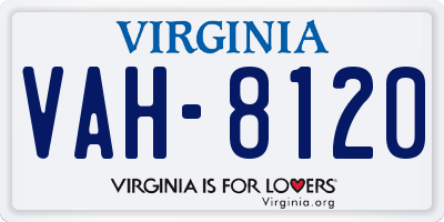 VA license plate VAH8120
