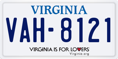 VA license plate VAH8121