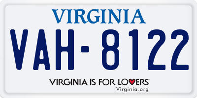 VA license plate VAH8122