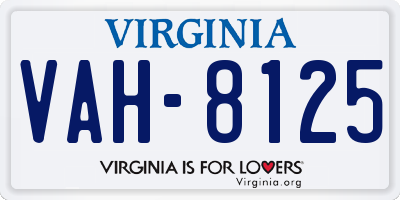 VA license plate VAH8125