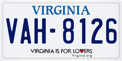 VA license plate VAH8126