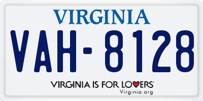 VA license plate VAH8128