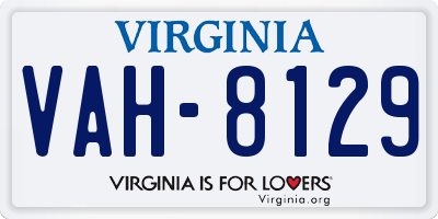 VA license plate VAH8129