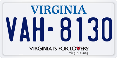 VA license plate VAH8130