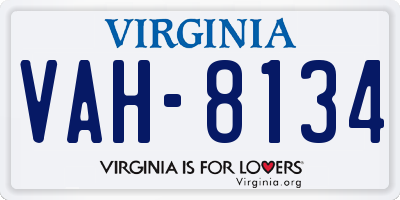 VA license plate VAH8134