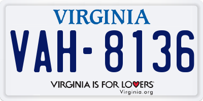VA license plate VAH8136