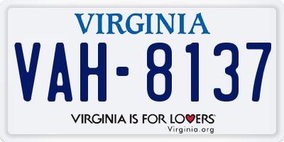 VA license plate VAH8137