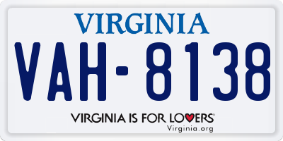 VA license plate VAH8138