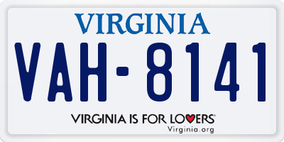 VA license plate VAH8141