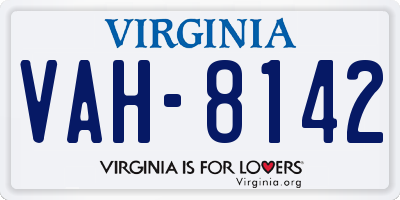 VA license plate VAH8142