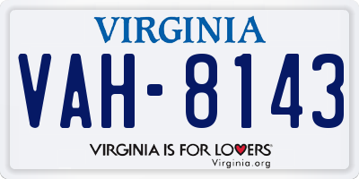 VA license plate VAH8143