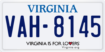 VA license plate VAH8145