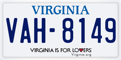 VA license plate VAH8149