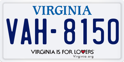 VA license plate VAH8150