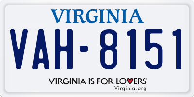 VA license plate VAH8151