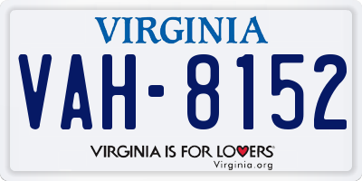 VA license plate VAH8152