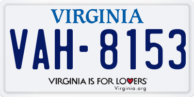 VA license plate VAH8153