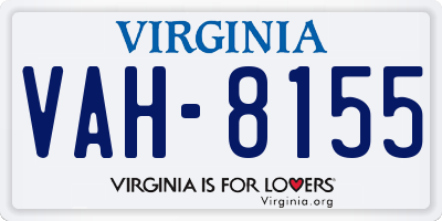 VA license plate VAH8155