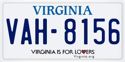 VA license plate VAH8156