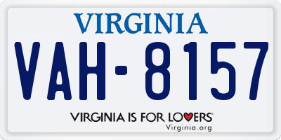 VA license plate VAH8157