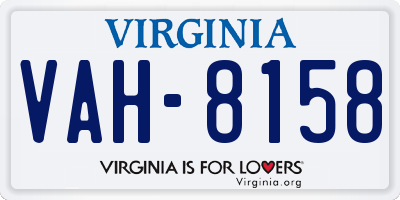 VA license plate VAH8158