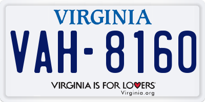 VA license plate VAH8160