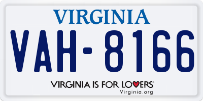 VA license plate VAH8166
