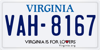 VA license plate VAH8167