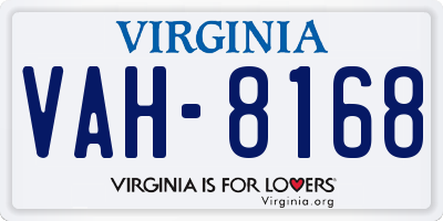 VA license plate VAH8168