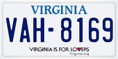 VA license plate VAH8169