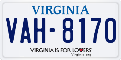 VA license plate VAH8170