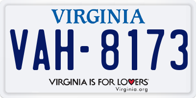 VA license plate VAH8173