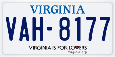 VA license plate VAH8177