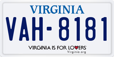 VA license plate VAH8181