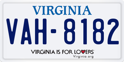 VA license plate VAH8182