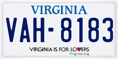 VA license plate VAH8183