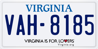 VA license plate VAH8185