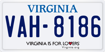 VA license plate VAH8186