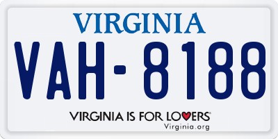 VA license plate VAH8188