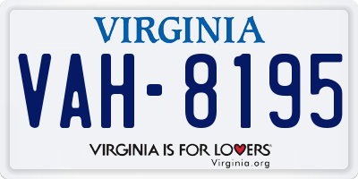 VA license plate VAH8195
