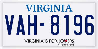VA license plate VAH8196