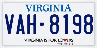 VA license plate VAH8198