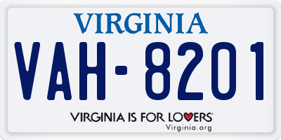 VA license plate VAH8201