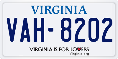 VA license plate VAH8202