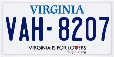 VA license plate VAH8207