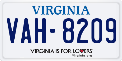 VA license plate VAH8209