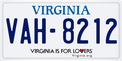 VA license plate VAH8212