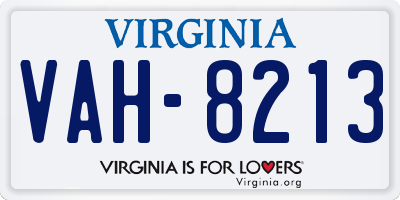 VA license plate VAH8213