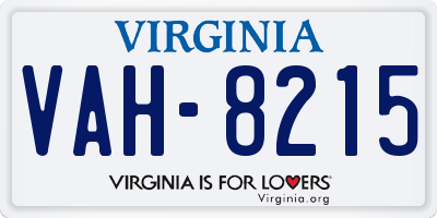 VA license plate VAH8215