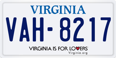 VA license plate VAH8217